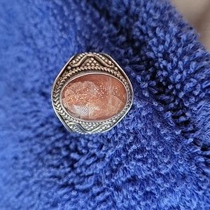 925 sterling silver vintage style Oregon Sunstone statement ring size 8